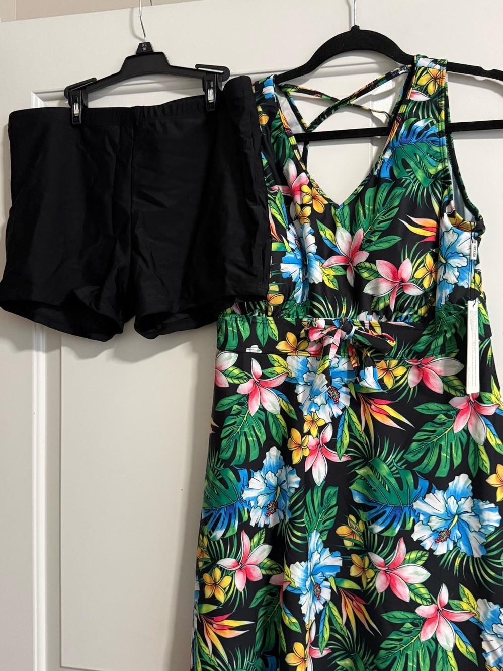 NWT Kate Kasin Tropical Floral Swim Dress Boyshorts XL